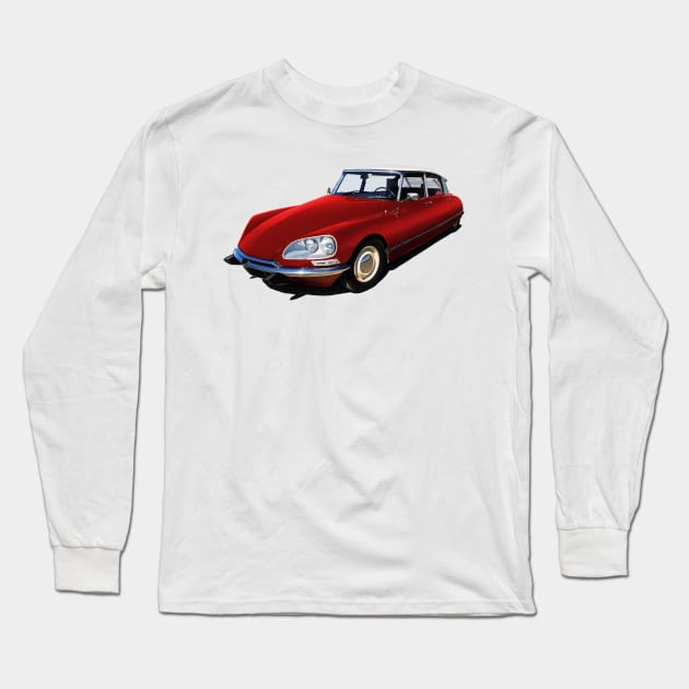 Citroen ds in red Long Sleeve T-Shirt by candcretro